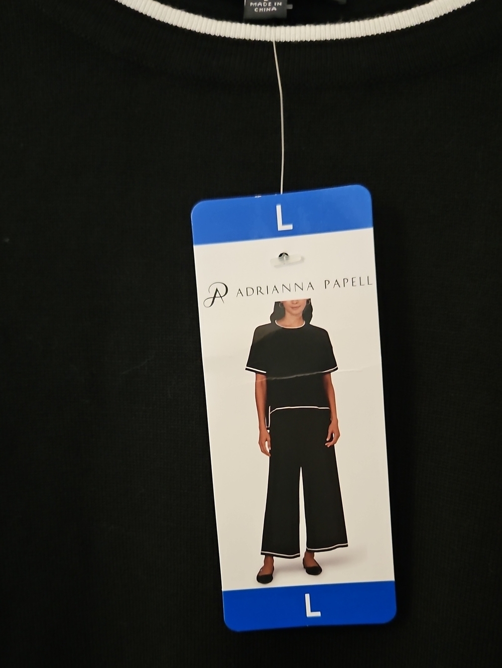 NEW! Adrianna Papell Black Lightweight Sweater Set Size L - Picture 8 of 12